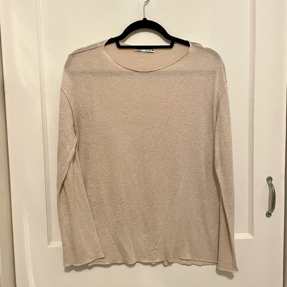 Zara light pink sweater/long sleeve shirt
